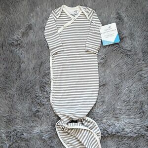 Copper Pearl Knot Gown Everest Gray White Stripes Unisex Neutral 0-4 Months NEW